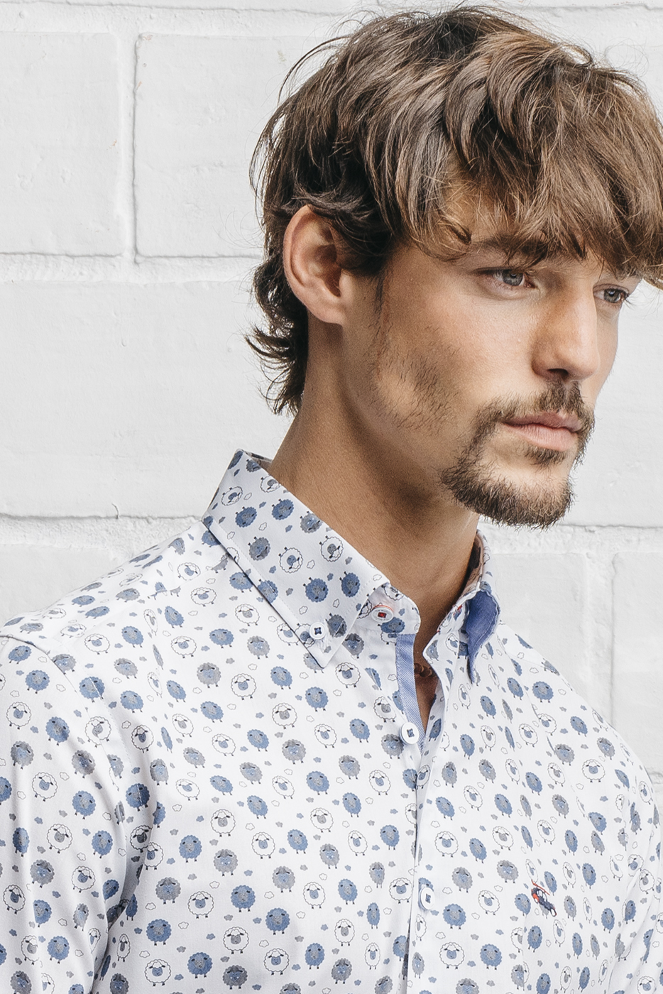 camisa estampada hombre ovejas azules