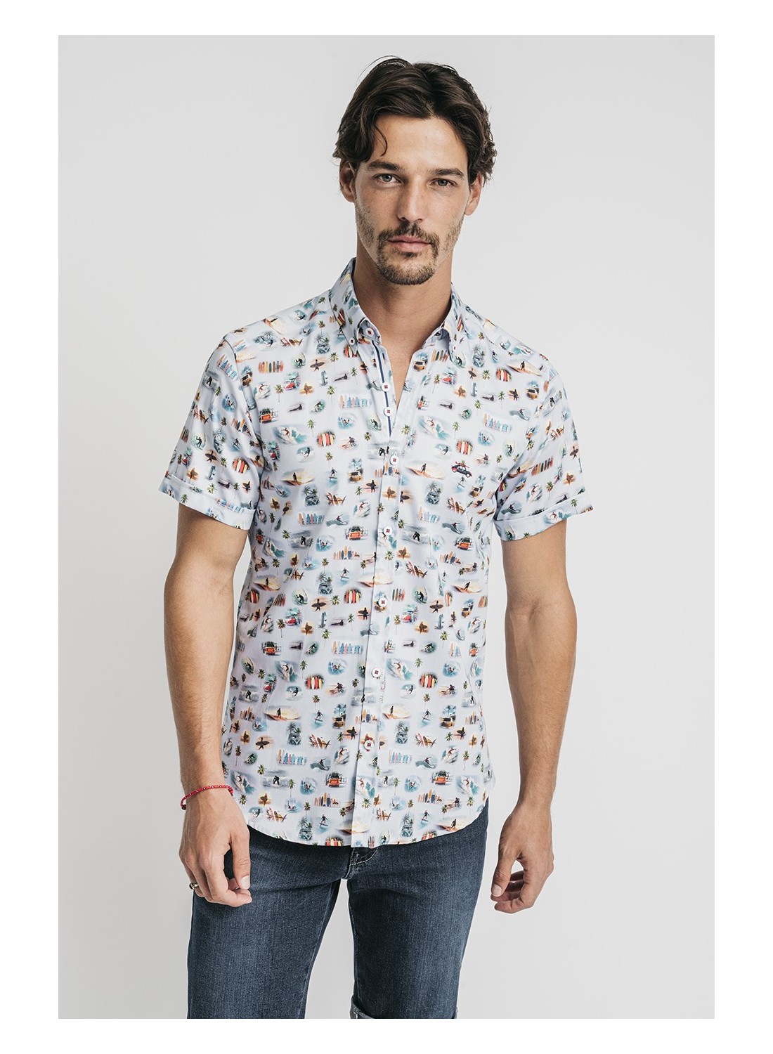 camisa-estampada-hombre-manga-corta