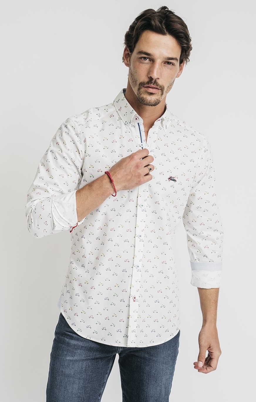 camisa estampada hombre manga larga scooters