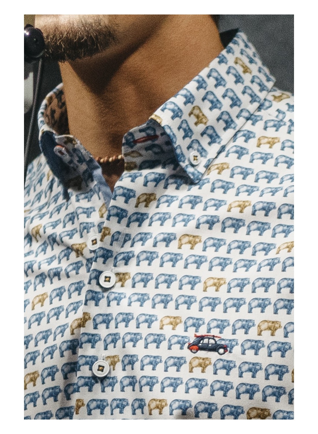 camisa de hombre con estampado de hipopotamos