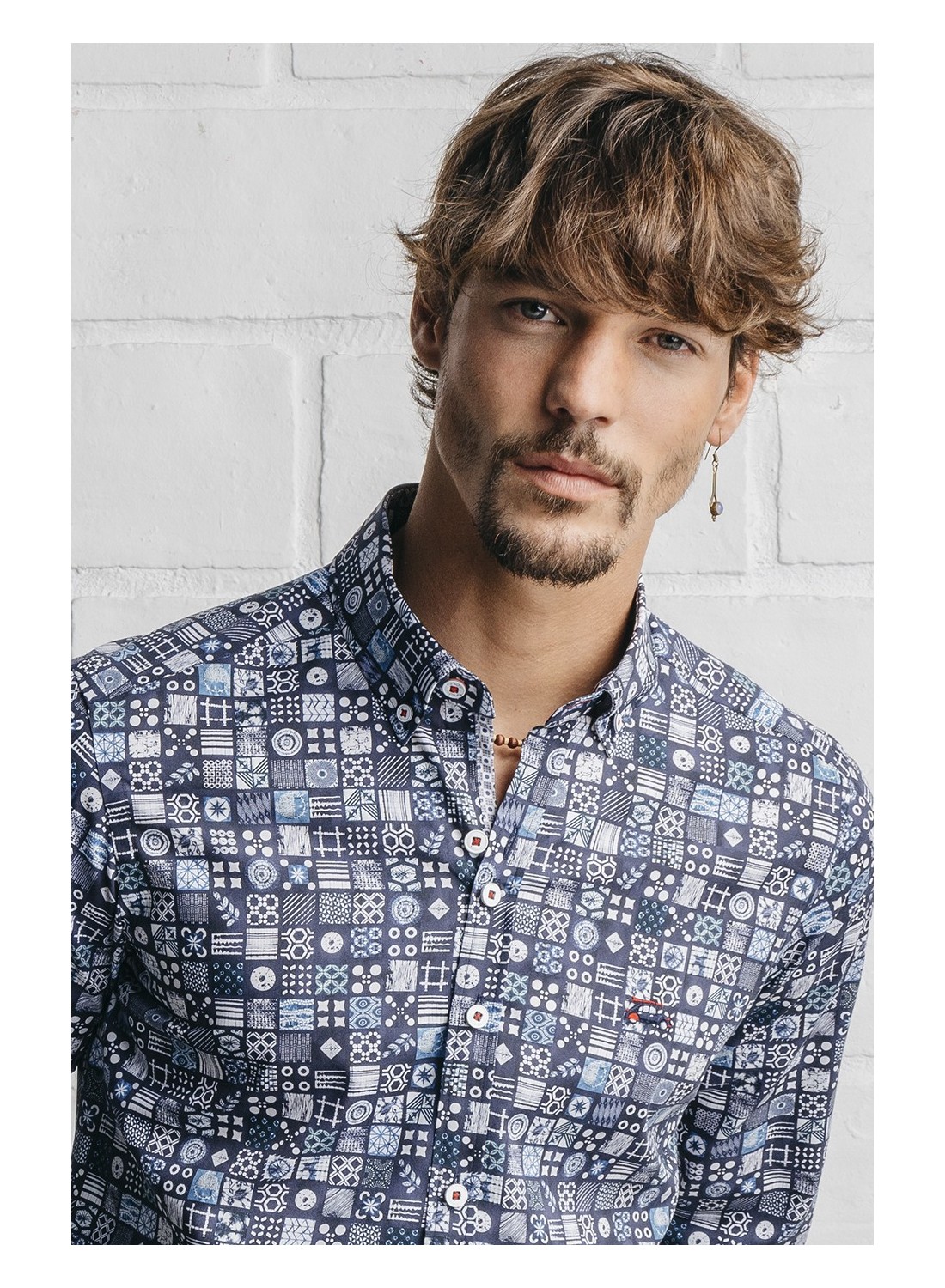 camisa hombre estampada vintage