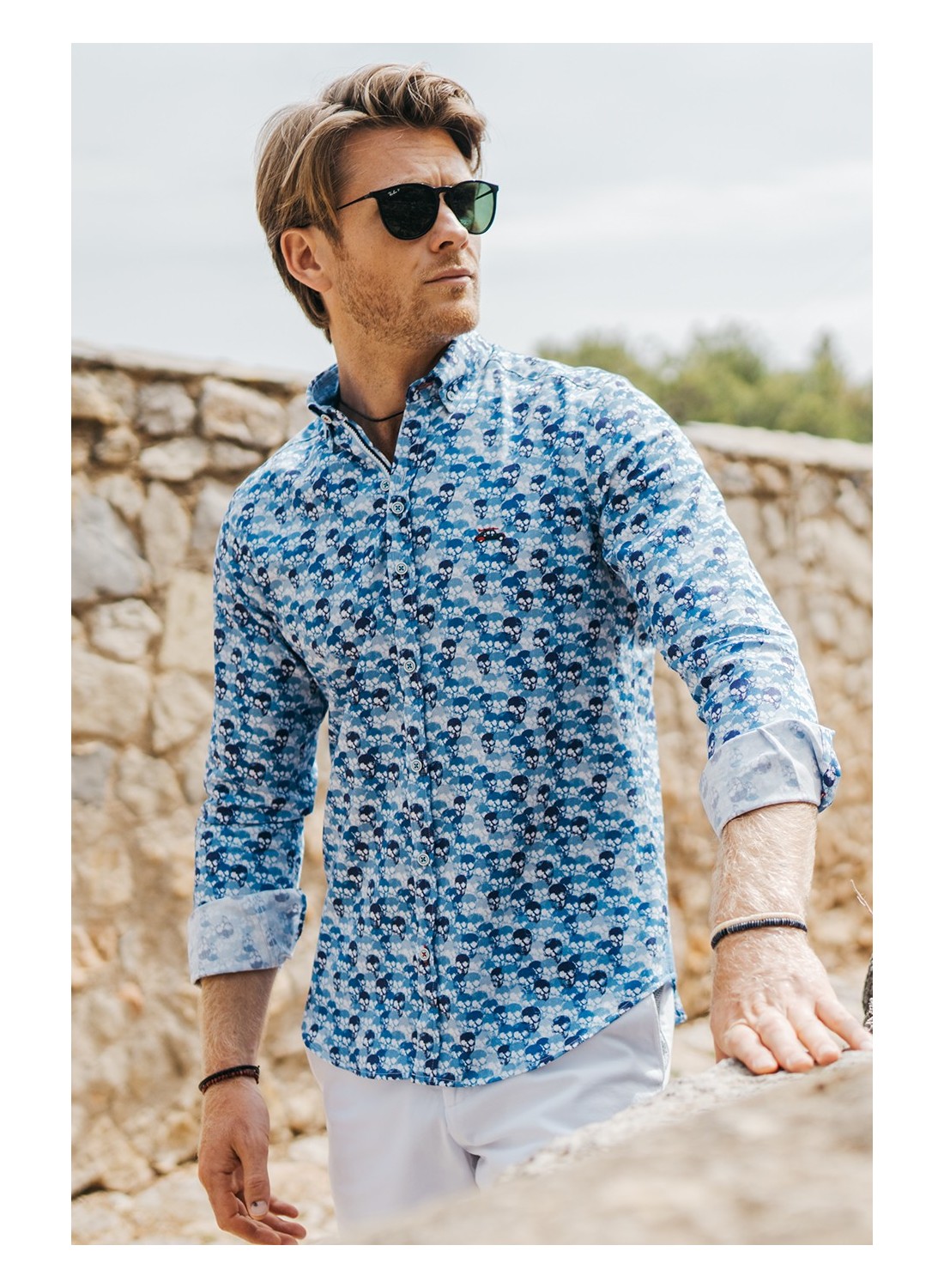 camisa calaveras azules regular fit 1