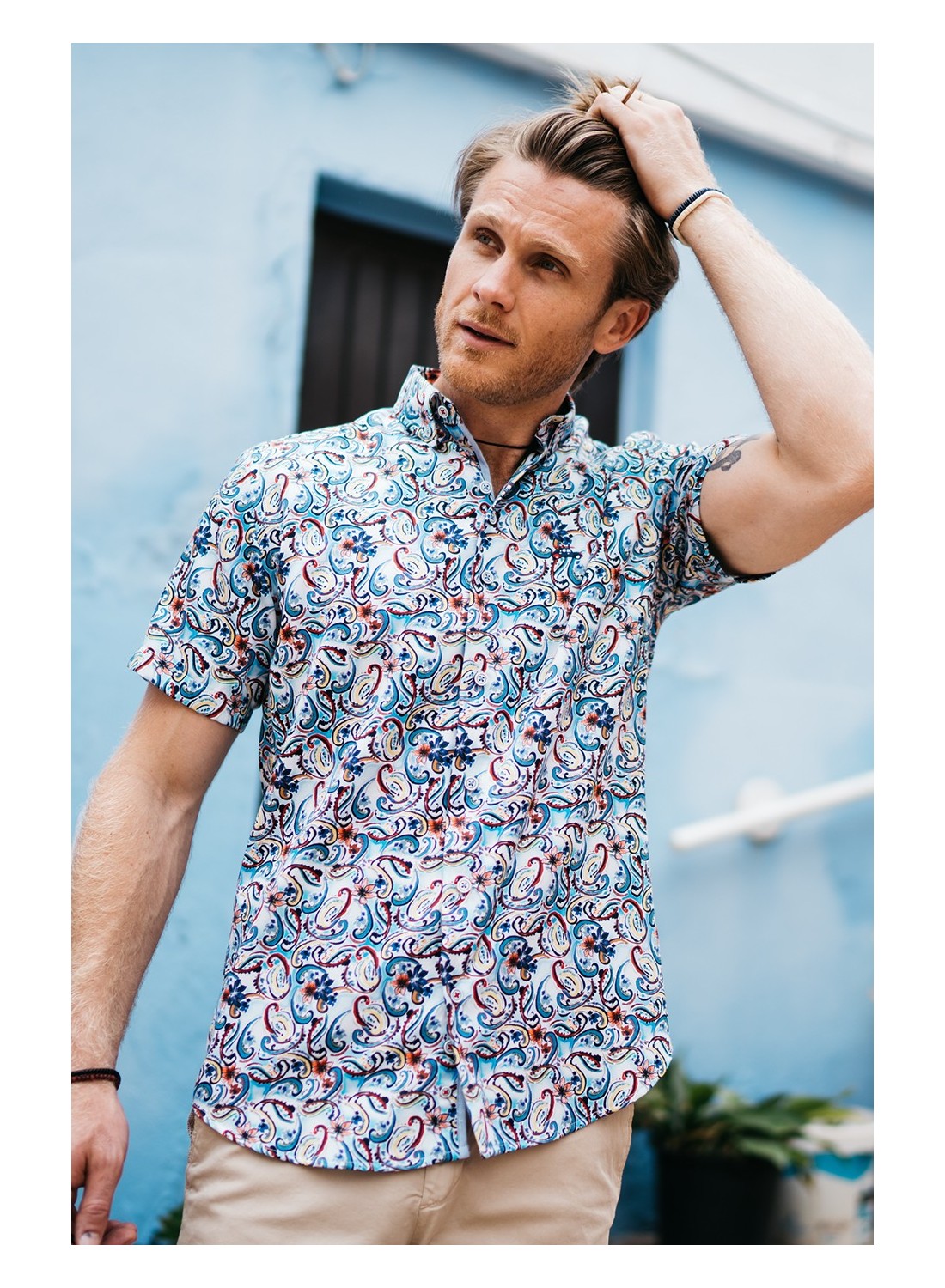 camisa regular fit hombre estampado abstracto multicolor 1