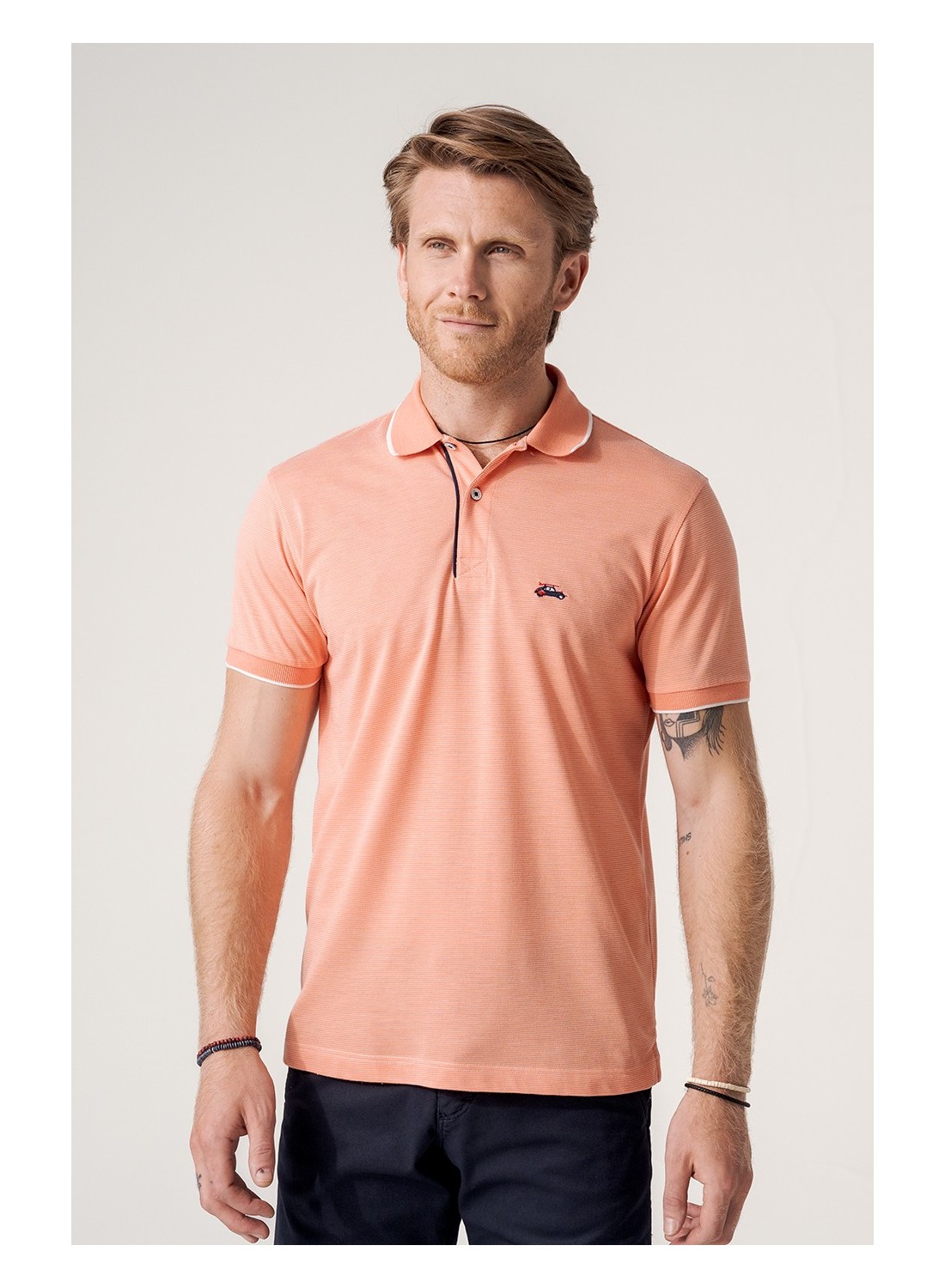 polo coral manga corta con cuello boton 1